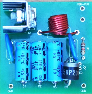 Power Supply Protection Circuit with LED Assembled PCB